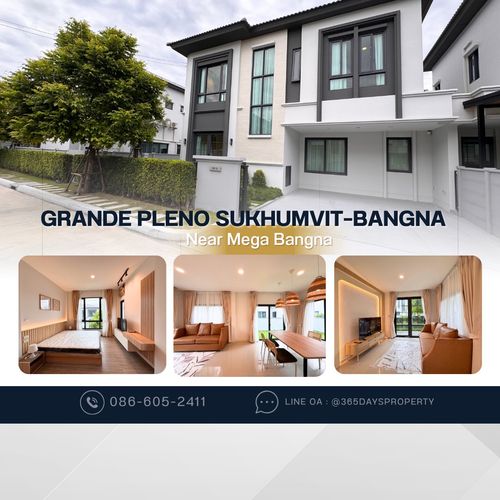 💥ForRent💥3Bed •  Grande Pleno Sukhumvit–Bangna 🏡 Near Mega Bangna 🐶🐱 Pet Friendly with Private Garden 🌳 Ready to move in ‼️  Fully Furnished ✨