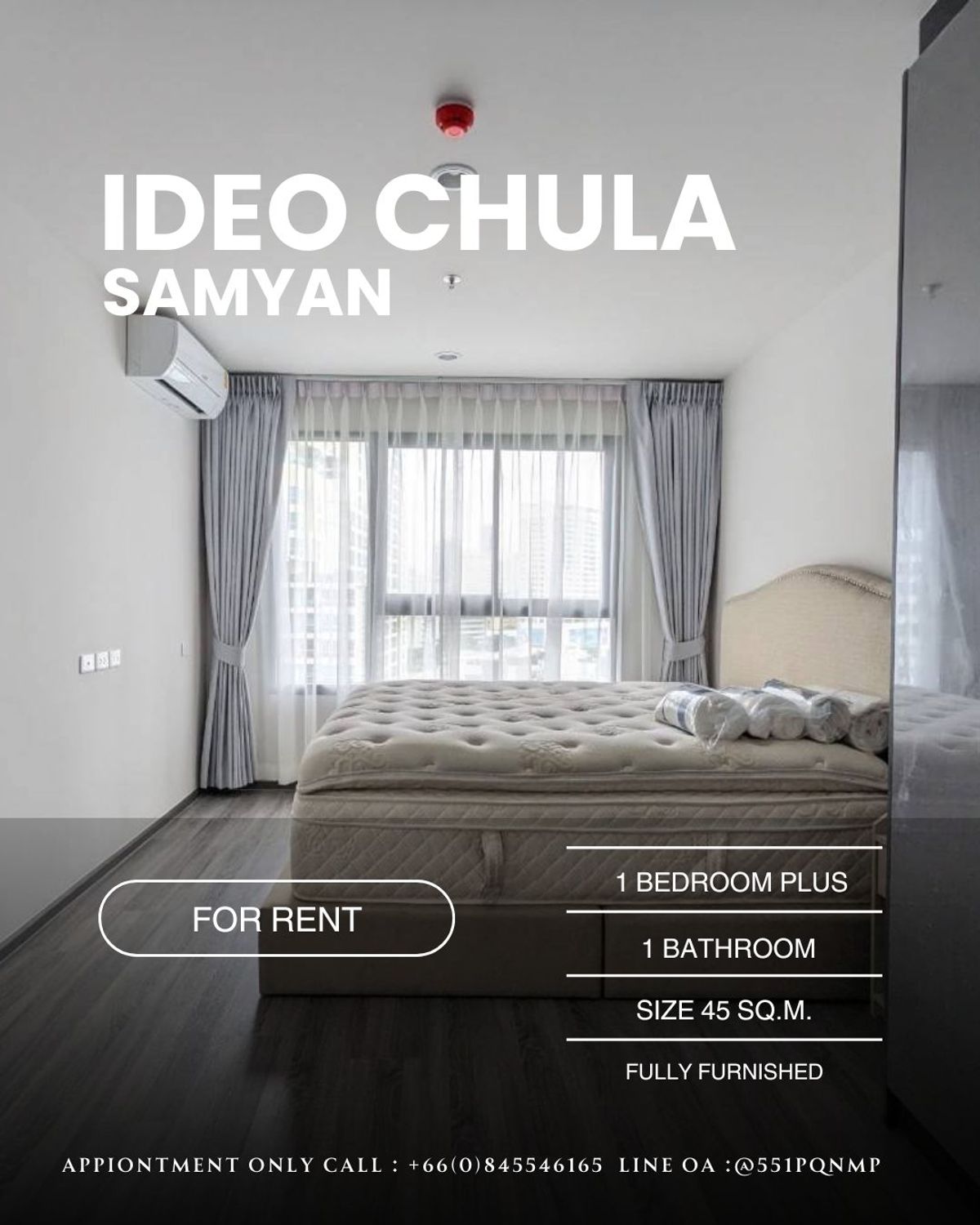 ว่างให้เช่า IDEO Chula Samyan คอนโดใกล้จุฬาฯ 1 Bedroom Plus 45 sq.m. ห้องใหญ่หน้ากว้าง ราคา 45,000 บาท / เดือน นัดดูห้องโทร 0845546165 – รูปที่ 4