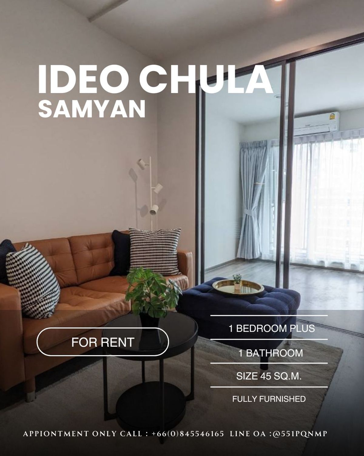 ว่างให้เช่า IDEO Chula Samyan คอนโดใกล้จุฬาฯ 1 Bedroom Plus 45 sq.m. ห้องใหญ่หน้ากว้าง ราคา 45,000 บาท / เดือน นัดดูห้องโทร 0845546165 – รูปที่ 2