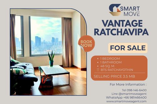 🔥 Sale with tenant !!🔥 Code C20250600050..........Vantage Ratchavipa, 1 bedroom, 1 bathroom, high floor 21++, furnished, SELL AT LOSS!!📣📣