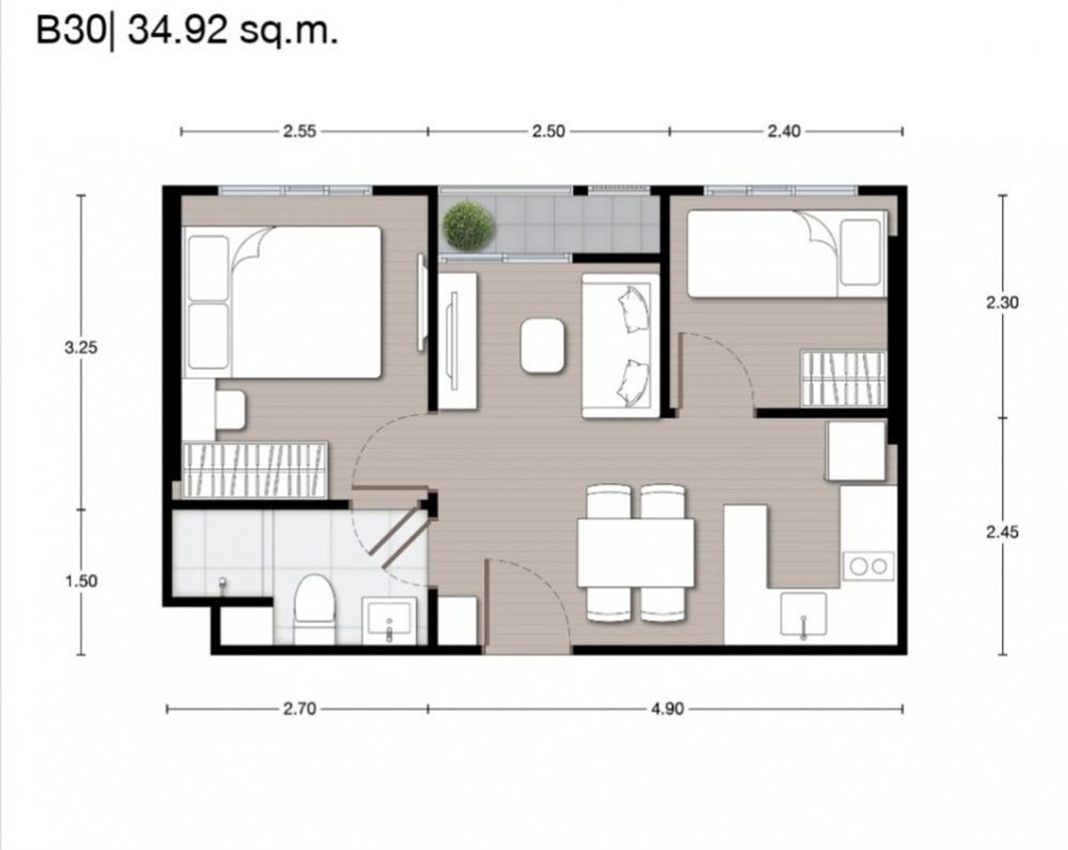 🚩ขายคอนโด Nue Mega Plus Bangna ห้องใหม่ไม่เคยอยู่ 2 ห้องนอน(1Bedroom plus) 34.92 ตร.ม.ชั้น 15 วิวเมือง ห้องหน้ากว้างโปร่งสบาย  ติดห้างเมกา บางนา ติดถนนบางนาตราด สะดวกปลอดภัย – รูปที่ 4