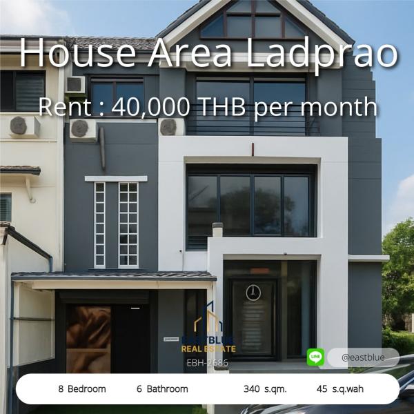 11/08/2026, 🏠 เช่า บ้าน 8 ห้องนอน ที่จอดรถ 4 คัน 3 ชั้น 40,000 บาท/เดือน 0642748883