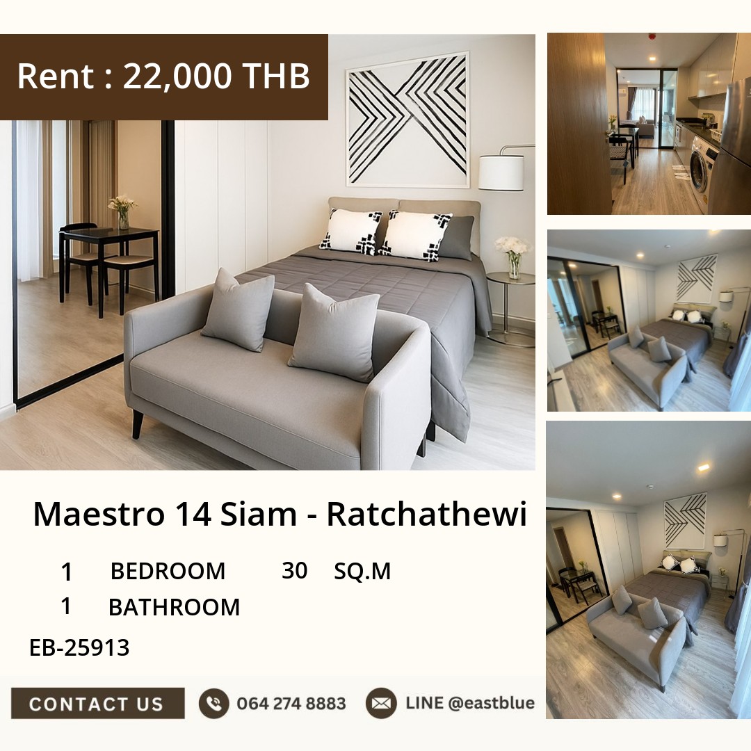 For Rent Maestro 14 Siam-Ratchathewi · 1BR 30 sqm by BTS Ratchathewi 🌿