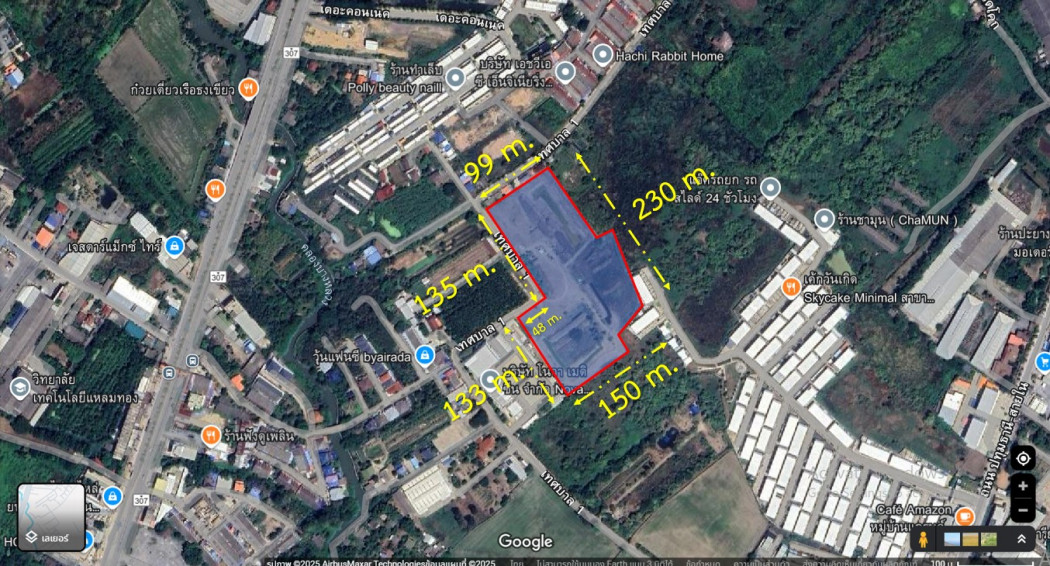 Land for sale, Pathum Thani-Sai Nai, Road 307, size 19 rai 2 ngan 83.6 sq wa, filled in. – รูปที่ 3