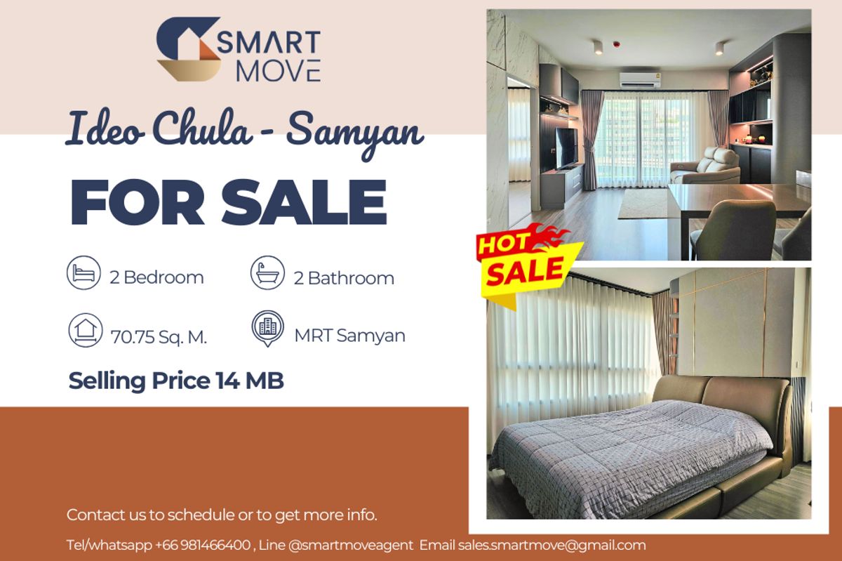 🔥 สำหรับขาย !!🔥 Code C20250600079..........Ideo Chula - Samyan, 2 ห้องนอน, 2 ห้องน้ำ, สไตล์โมเดิร์น, แต่งครบ, ราคาพิเศษ!!📣📣