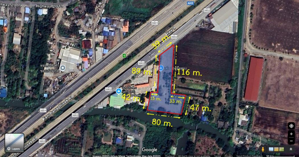 Land for sale, Pathum Thani, Sam Khok, size 3 rai 3 ngan 85 sq wa, on the main road – รูปที่ 2