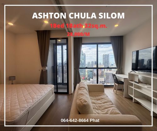 For Rent Ashton Chula SilomNear Chulalongkorn University1Bed 1Bath 32sq.m. 28K/Mcontact 0646428664 (Phat)