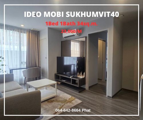 🏙️ For Rent | Ideo Mobi Sukhumvit 40✨ Low-Rise Condo • Prime Location near BTS  🛏 1 Bedroom | 🛁 1 Bathroom | 📐 34 sq.m. 💸 Only 23,000฿/month📍สุขุมวิท 40 • ใกล้ BTS เอกมัย/ทองหล่อ📞 Contact: 064-642-8664 (Phat)