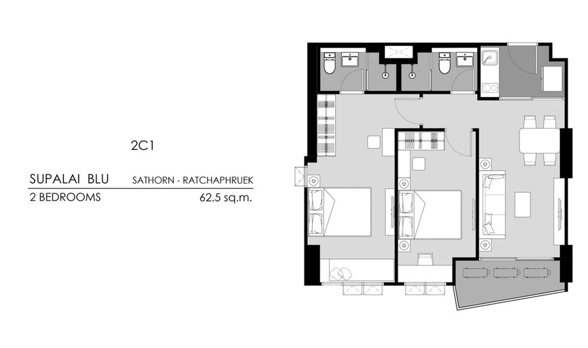 2 ห้องนอน 2 ห้องน้ำ วิวสระ – รูปที่ 3