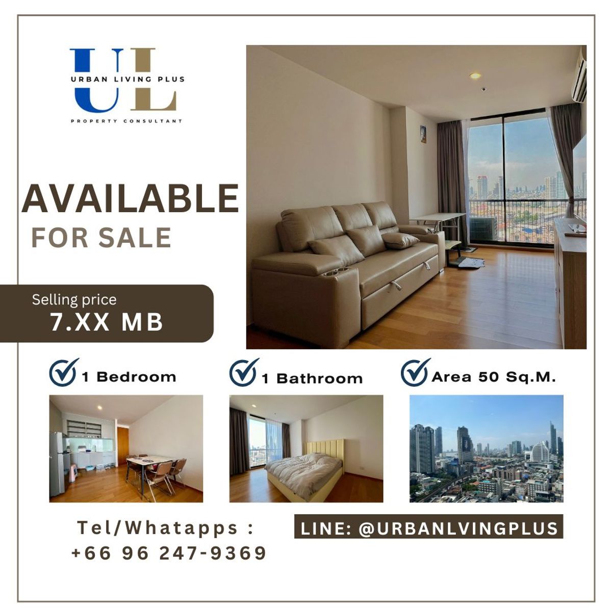( U20250731400 ) Tel/Line 096-2479369 , ขาย โนเบิล รีโว สีลม 1 ห้องนอน 1 ห้องน้ำ ขนาด 50 ตร.ม. ชั้นสูง วิวแม่น้ำ Type หายาก ( U20250731400 ) Tel/Line 096-2479369 , ขาย โนเบิล รีโว สีลม 1 ห้องนอน 1 ห้องน้ำ ขนาด 50 ตร.ม. ชั้นสูง วิวแม่น้ำ Type หายาก
