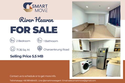 🔥 For Sale !!🔥 Code C20221203443..........River Heaven, 2 bedroom, 1 bathroom, high floor 13++, furnished, Built-in kitchen, Special Deal!!📣📣