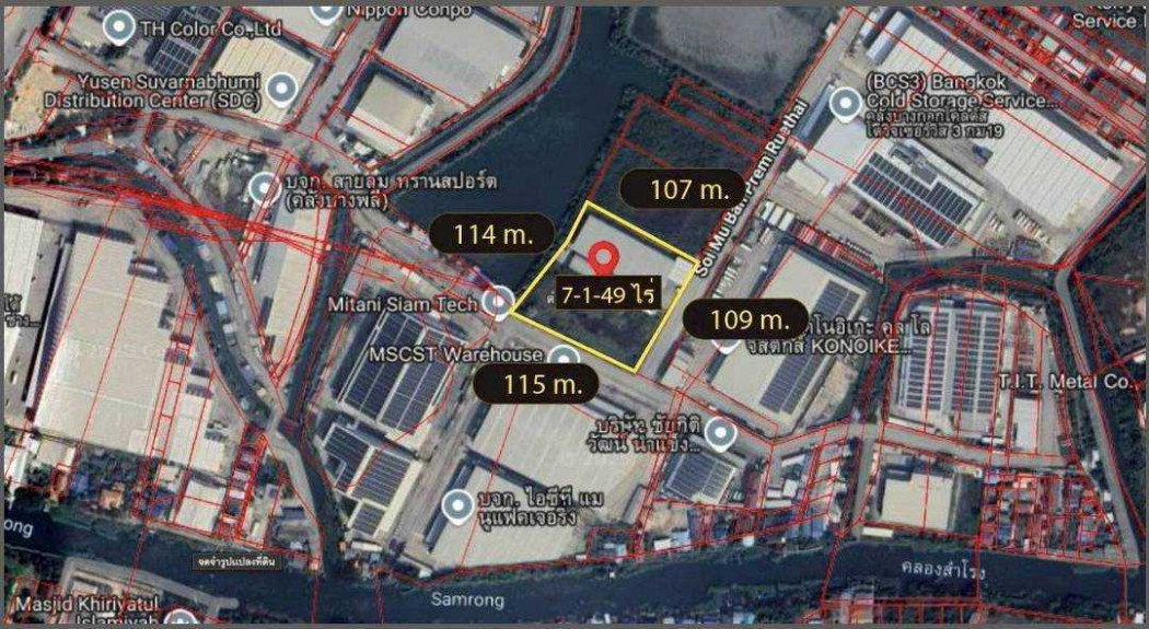 Factory for sale with land 6176 sq m, 7 rai 1 ngan 49.50 sq m, Bangna Km.19, purple map Factory for sale with land 6176 sq m, 7 rai 1 ngan 49.50 sq m, Bangna Km.19, purple map