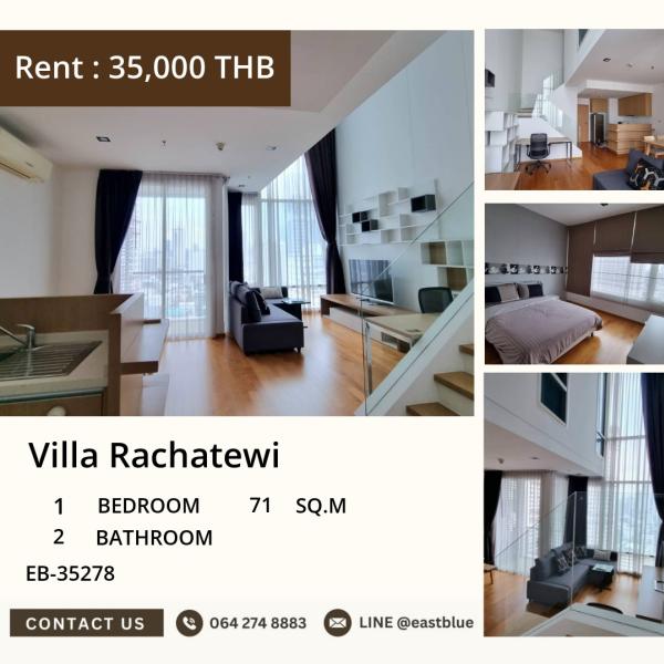 02/10/2026, ให้เช่าคอนโด Villa Rachatewi 71 ตร.ม. 2 ห้องน้ำ ติด BTS ราชเทวี 🔑 0642748883