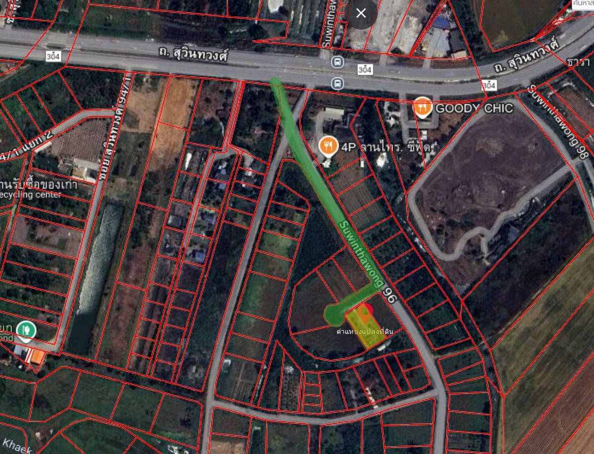 ขายที่ดิน ในซอย สุวินทวงศ์96 1ไร่ ถมแล้ว เข้าซอยเพียง 300 เมตร มีบ้านเลขที่แล้ว