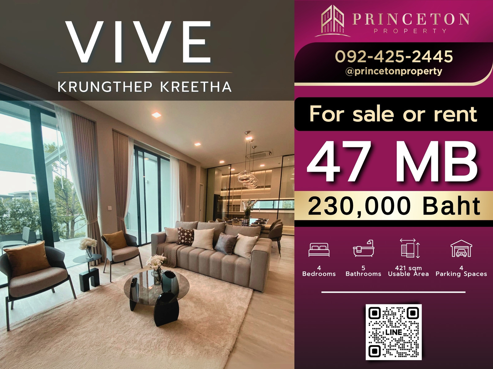 Luxury House For Sale or Rent VIVE Krungthep Kreetha Next To Wellington School 📞092-4252445
