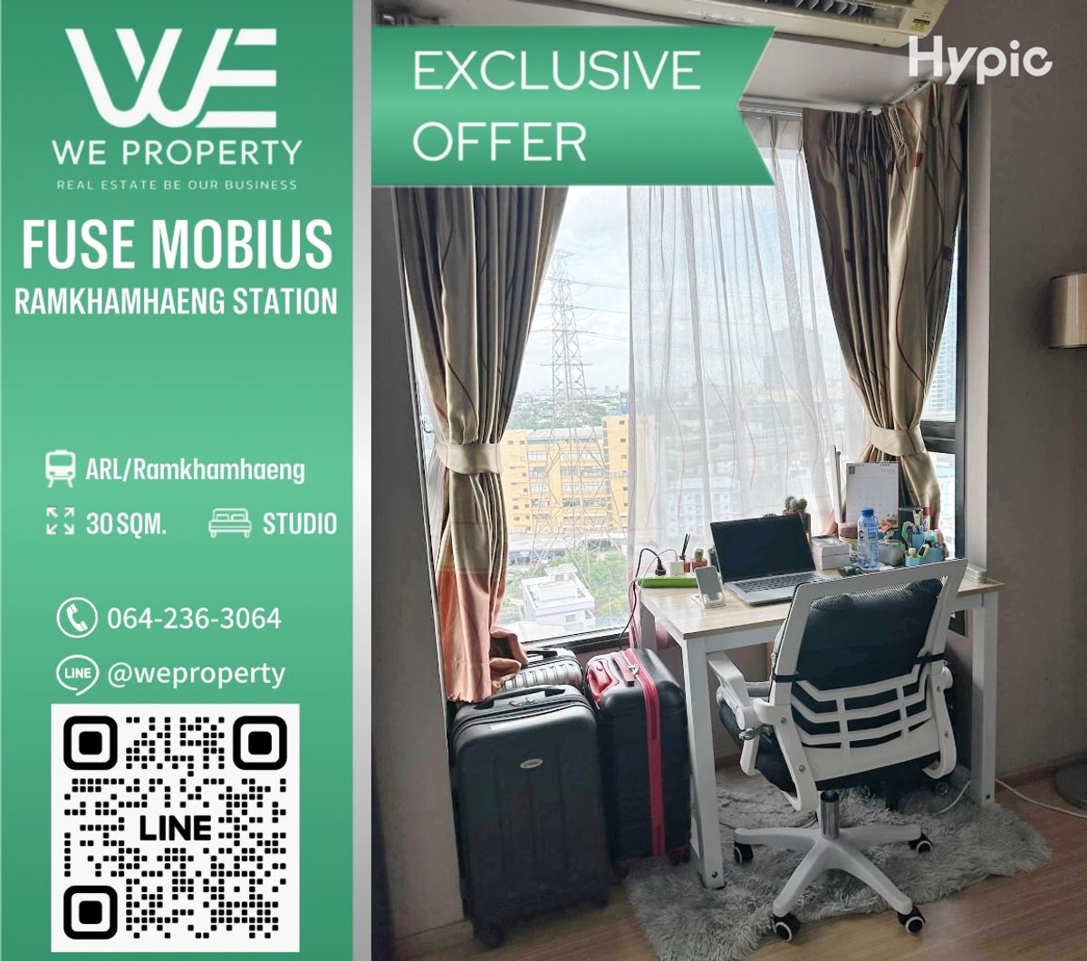 Beautiful room, good location Firing, good price !! ⭐Fuse Mobius Ramkhamhaeng-Khlong Tan