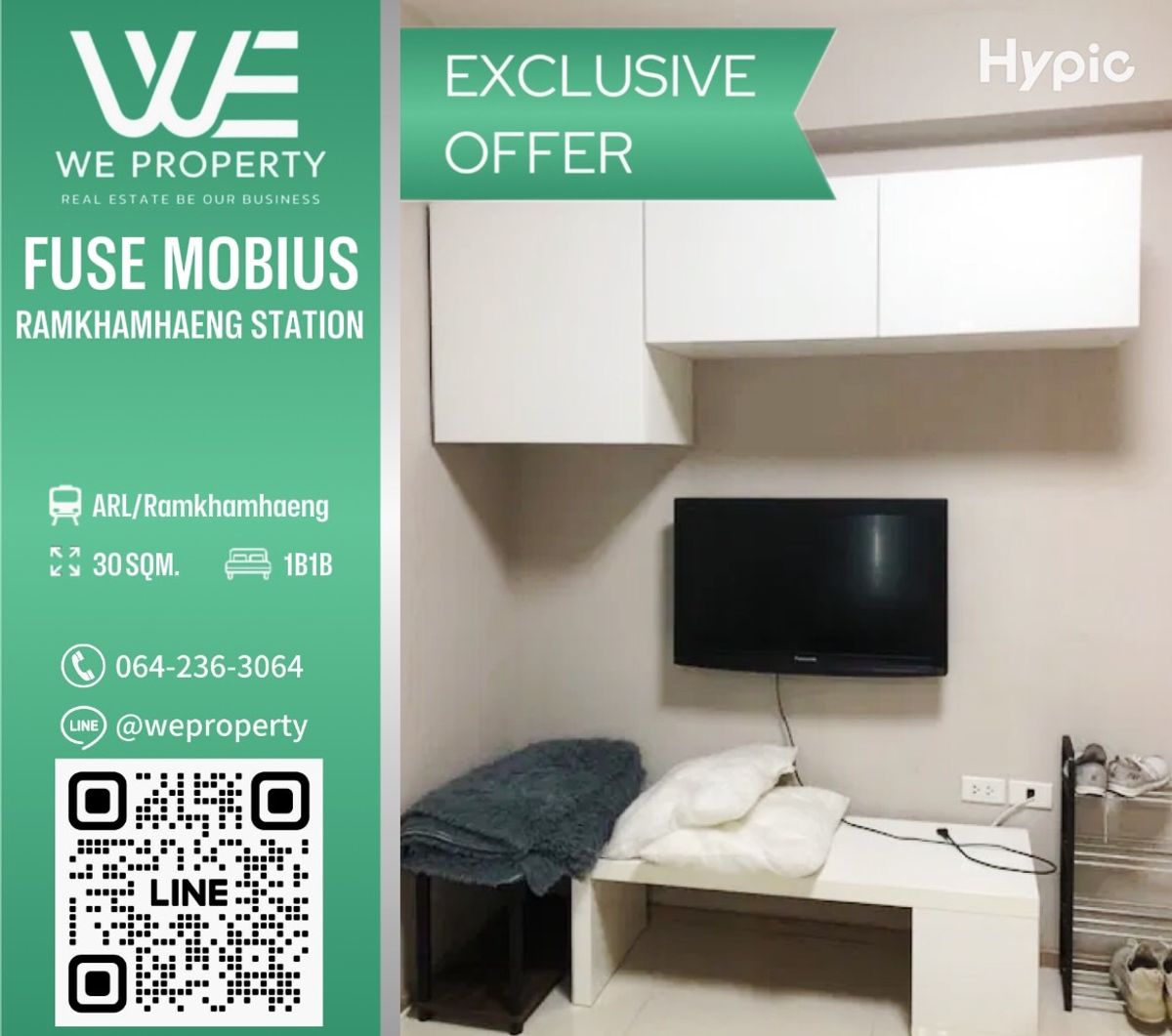 Beautiful room, full of good location. ⭐Fuse Mobius Ramkhamhaeng-Khlong Tan