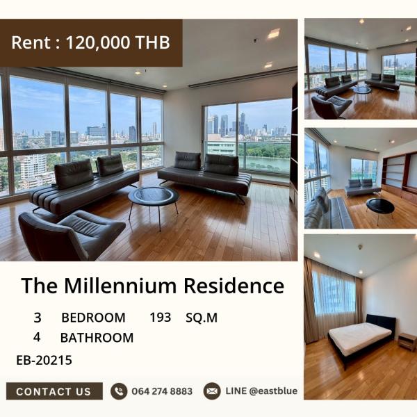 17/07/2026, 🏢 ให้เช่า! คอนโดหรู The Millennium Residence 3 นอน ใหญ่ขนาด 193 ตร.ม.🔥 จัดเต็ม! เพียง 120,000 บาท/เดือน ใกล้ BTS อโศก 0642748883