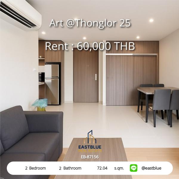 Luxury 2-bedroom condo for rent at Art @Thonglor 25, near BTS Thonglor, only 60,000 baht/month! Convenient living, close to shopping and amenities!