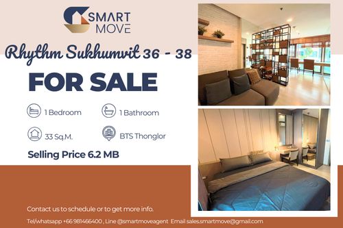 🔥 Sale with tenant !! 🔥 Code C20221210407..........Rhythm Sukhumvit 36 - 38, 1 bedroom, 1 bathroom, furnished, Special Deal!!📣📣