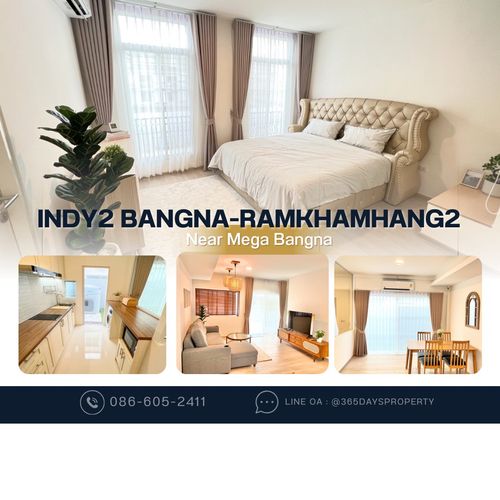 💥ForRent💥3Bed • Indy2 Bangna Ramkhamhang2 🏡 Near Mega Bangna‼️  Pet Friendly 🐱🐶 Ready to move in ‼️  Fully Furnished ✨