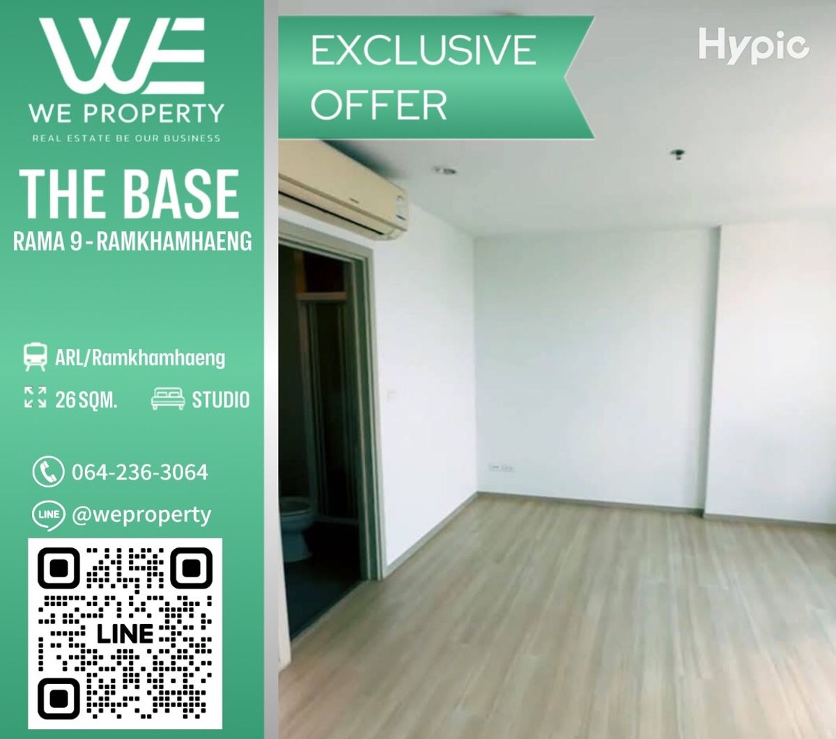 High-class room, beautiful view, good price !! ⭐The Base Rama 9-Ramkhamhaeng