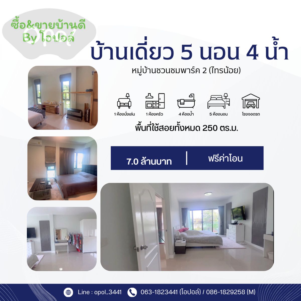 บ้านเดี่ยวบางบัวทอง # บ้านเดี่ยวราชพฤกษ์ # บ้านเดี่ยวบางกรวย-ไทรน้อย # บ้านเดี่ยว 80.8 ตรว.(250 ตรม.) 5 นอน 4 น้ำ  หมู่บ้านชวนชมพาร์ค 2 (ไทรน้อย) หลังมุม หน้าบ้านไม่ติดใคร – รูปที่ 3