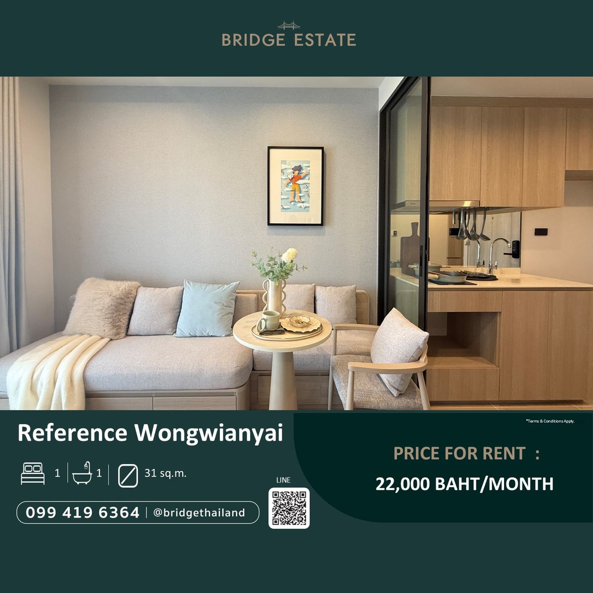 1 bedroom for rent at Reference Wongwianyai 1 bedroom for rent at Reference Wongwianyai