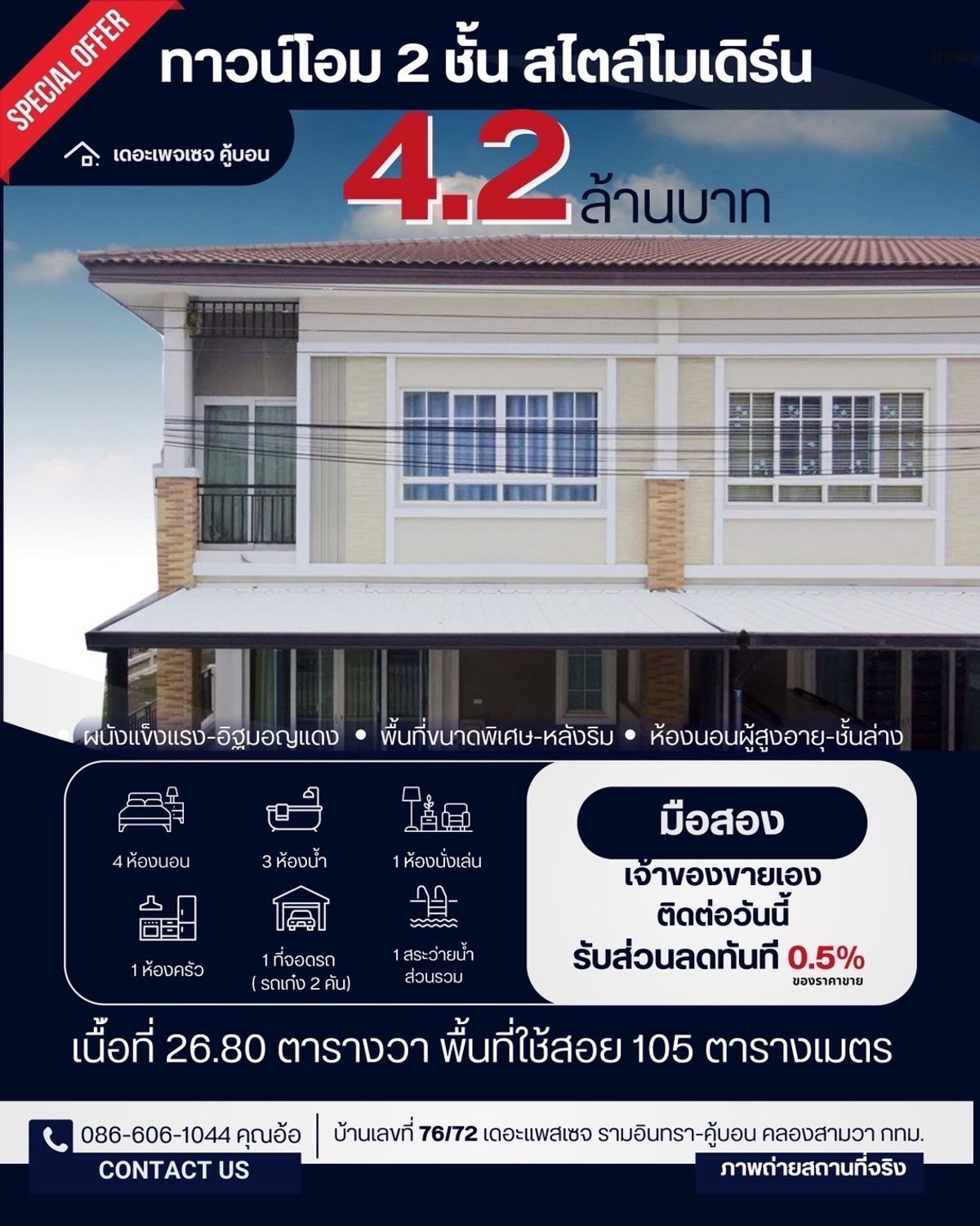 ขายทาวน์โฮม 2 ชั้น สไตล์โมเติร์น เดอะแพสเซจ รามอินทรา-คู้บอน () – รูปที่ 2