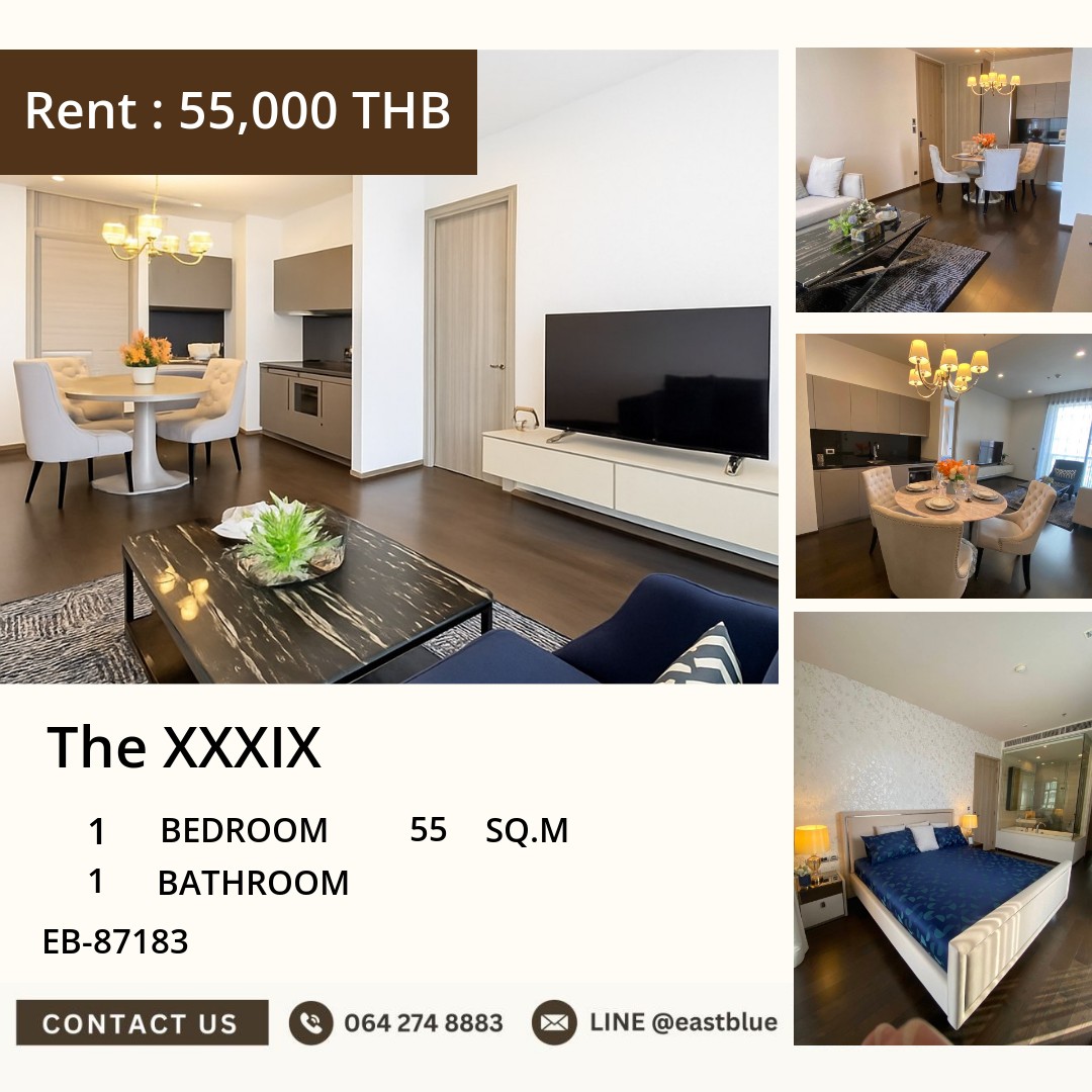 For Rent: The XXXIX 1 Bed 55 sqm near BTS Phrom Phong 55,000 THB/month