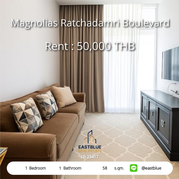 Luxury in the heart of the city! Rent a 1-bedroom condo at Magnolia Ratchadamri, 58 sq.m.
Close to BTS Ratchadamri - with complete facilities for only 50,000 THB/month! 0642748883