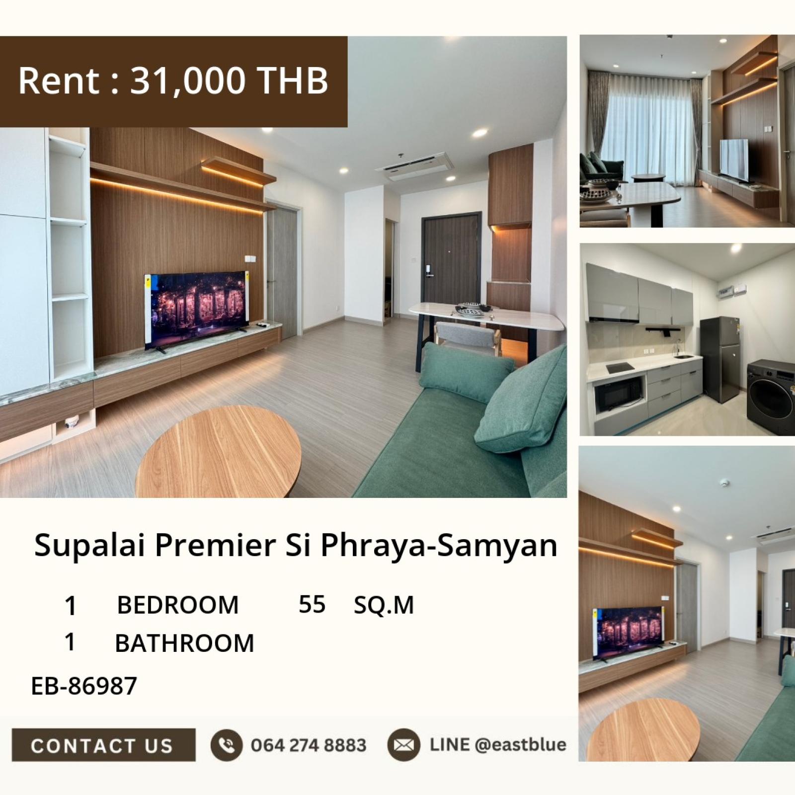 05/10/2026, 🏢 Luxury Condo in Prime Location! 💎
Supalai Premier Si Phraya-Samyan - 1 Bed, 55 sqm
Only 31,000 THB/month! 🔥 0642748883