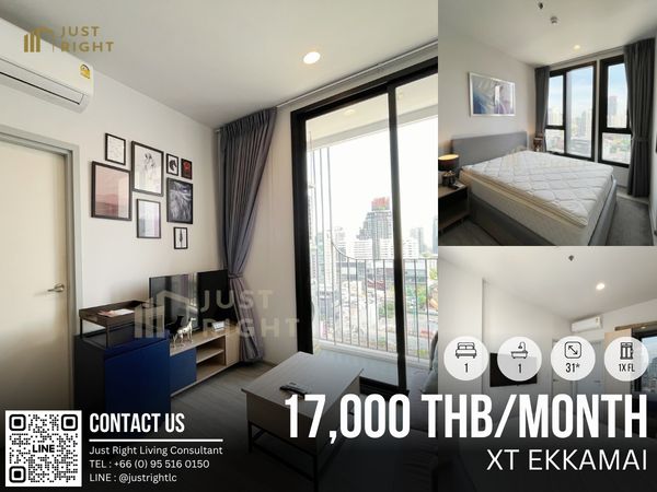 ให้เช่า XT Ekkamai, 1 ห้องนอน 1 ห้องน้ำ ขนาด 31* ตร.ม ชั้น 1x ห้องตกแต่งพร้อมอยู่ วิวเมือง ลดพิเศษจาก 25,000 เหลือเพียง 17,000 บาท/เดือน (สัญญา 1 ปีเท่านั้น) 
