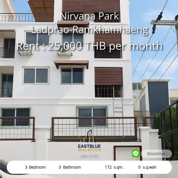 Spacious 3-Bedroom Home in Nirvana Park Ladprao-Ramkhamhaeng  
Your Dream Living Awaits – 172 sqm of Pure Comfort! 0642748883