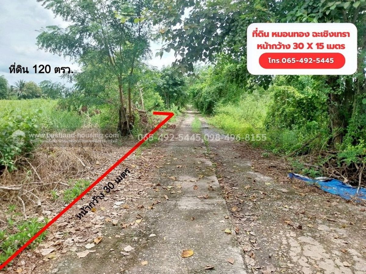 Land for sale 120 sq.m. 5 hundred thousand !! Monthong Subdistrict, Bang Nam Priao District, Chachoengsao Province, near Wat Khlong 18 School About 33 K.M. away from Nong Chok
