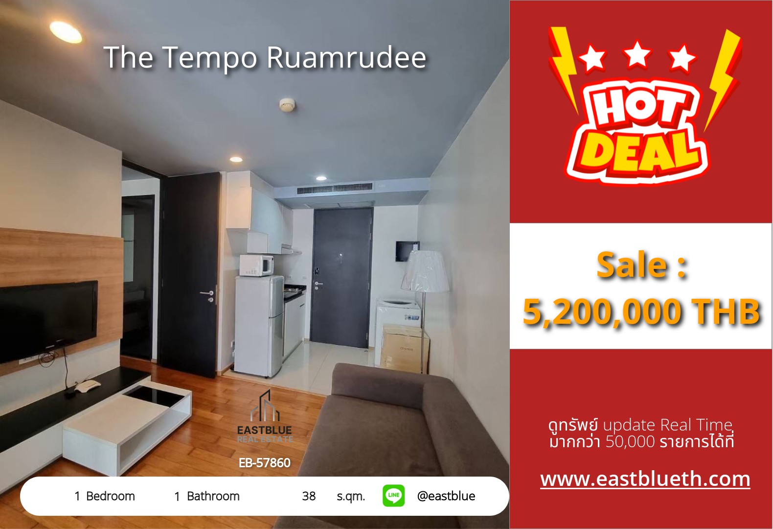For Sale: The Tempo Ruamrudee 1 Bed 38 sqm near BTS Phloen Chit 5.2M THB