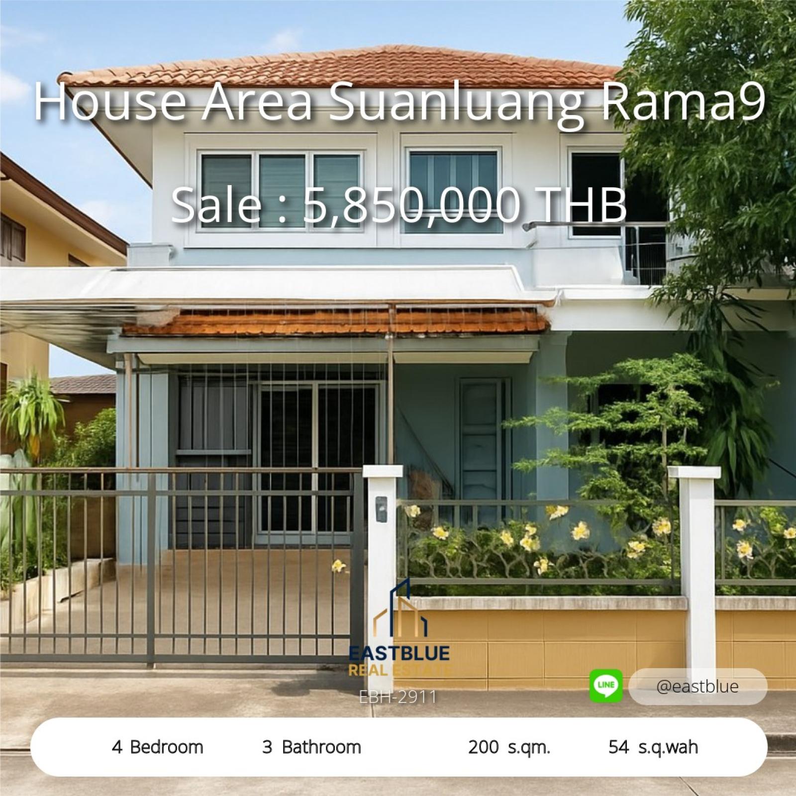 Spacious 4-Bedroom Home in Suanluang Rama 9  
200 sqm on a 54 sq.wah Lot – Priced at 5.85M THB 0642748883