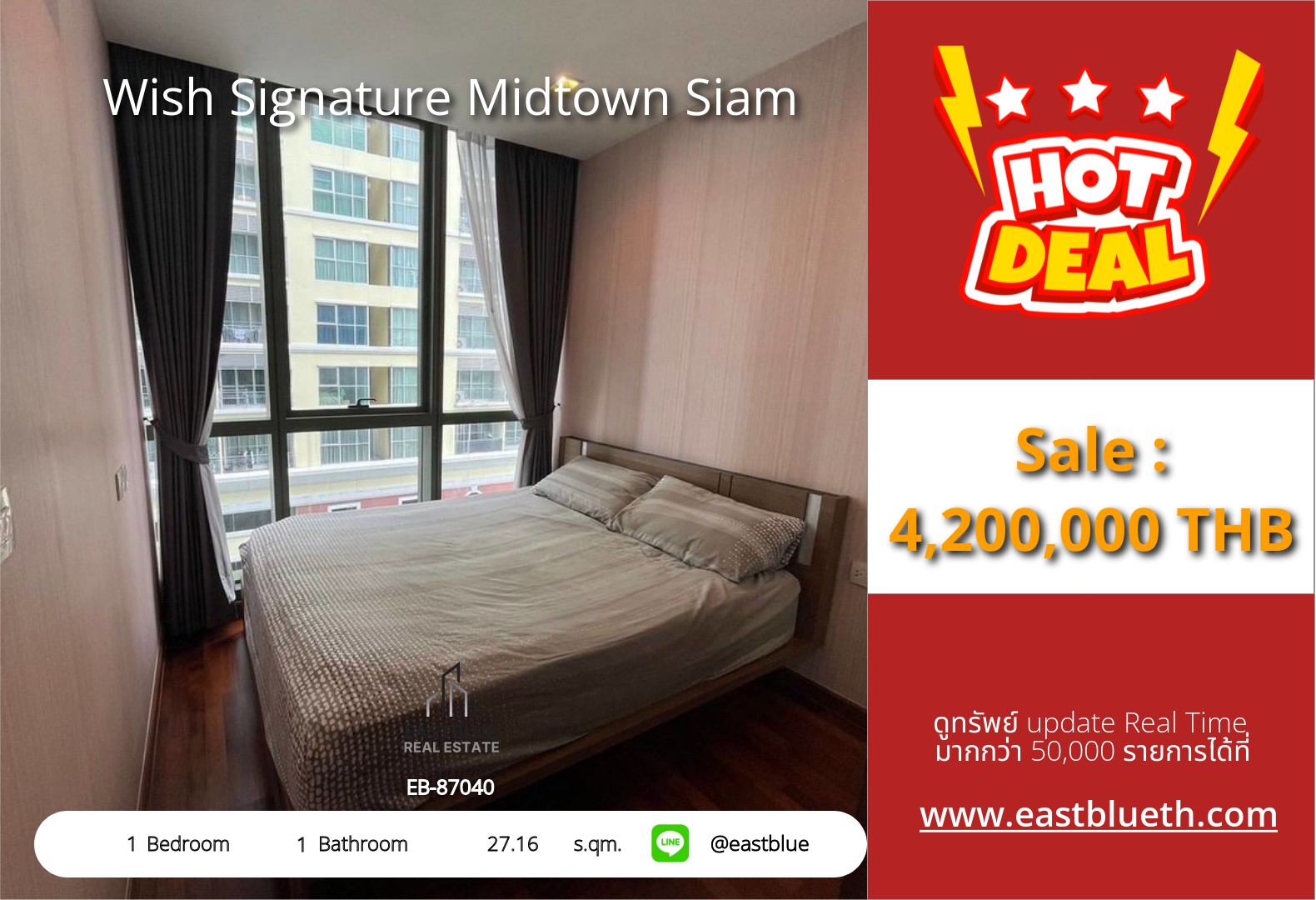 For Sale: Wish Signature Midtown Siam 1 Bed 27.16 sqm near BTS Ratchathewi 4.33M THB