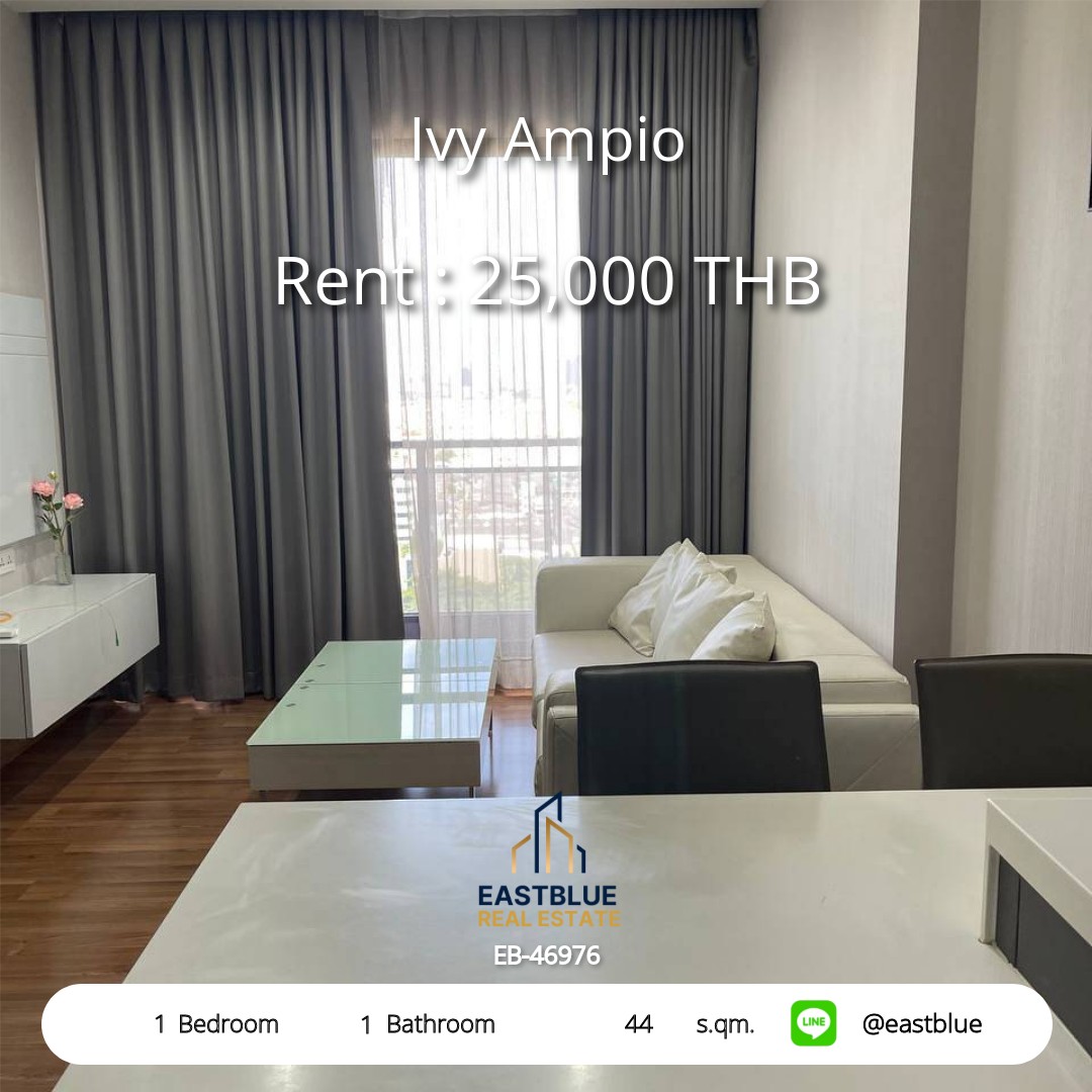 For Rent: Ivy Ampio 1 Bed 44 sqm near MRT Thailand Cultural Centre 25,000 THB/month