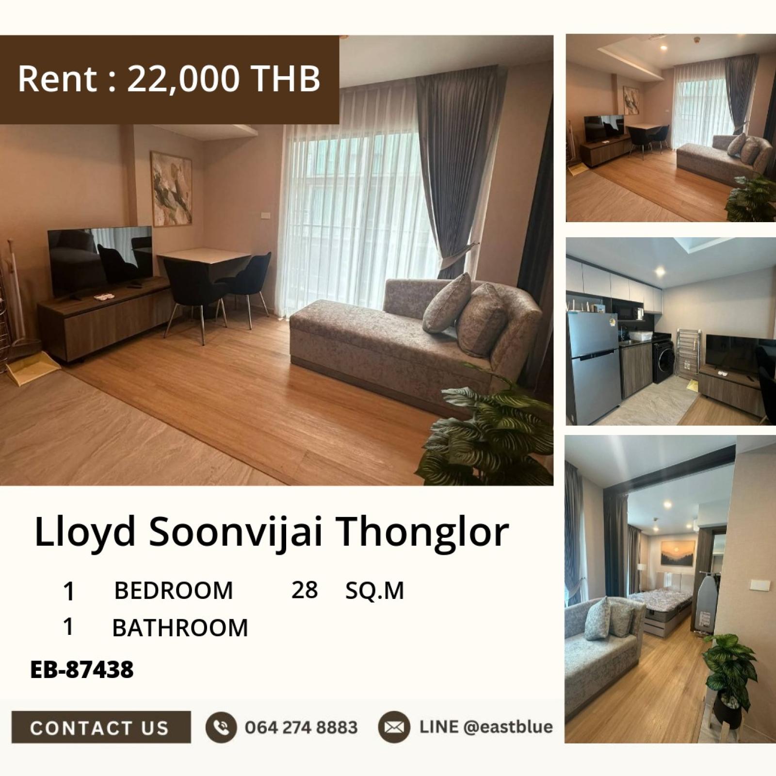 17/07/2026, Condo in the heart of Thonglor, 1 bedroom, 22,000 THB/month
Fully equipped with amenities, near BTS Thong Lo! 0642748883