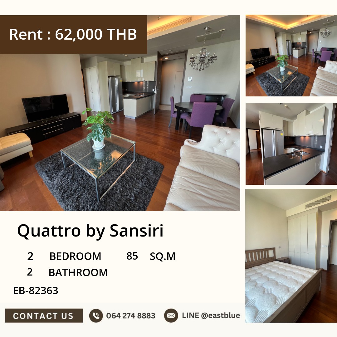 For Rent: Quattro by Sansiri 2 Bed 85 sqm near BTS Thong Lo 62,000 THB/month