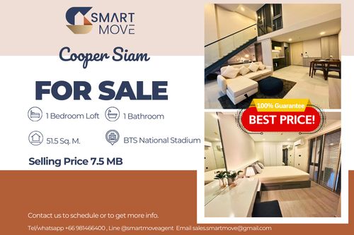 🔥 Sale with tenant!! High ceiling, rare item!! 🔥 Code C20241100039..........Cooper Siam, 1 bedroom Loft, 1 bathroom, furnished, modern style, Special Deal!!📣📣