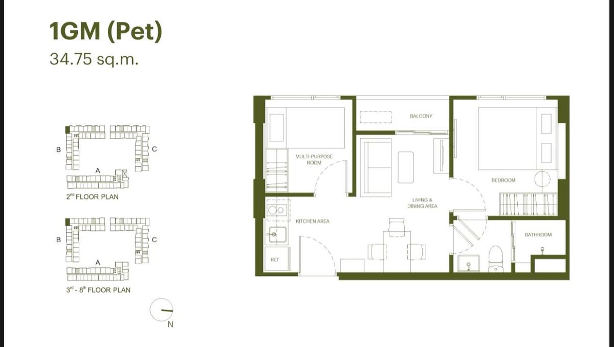 💒Sale down payment **Rare Item, special corner room, Pet building 🦮🐇🐱Only 1 room per floor. – รูปที่ 3