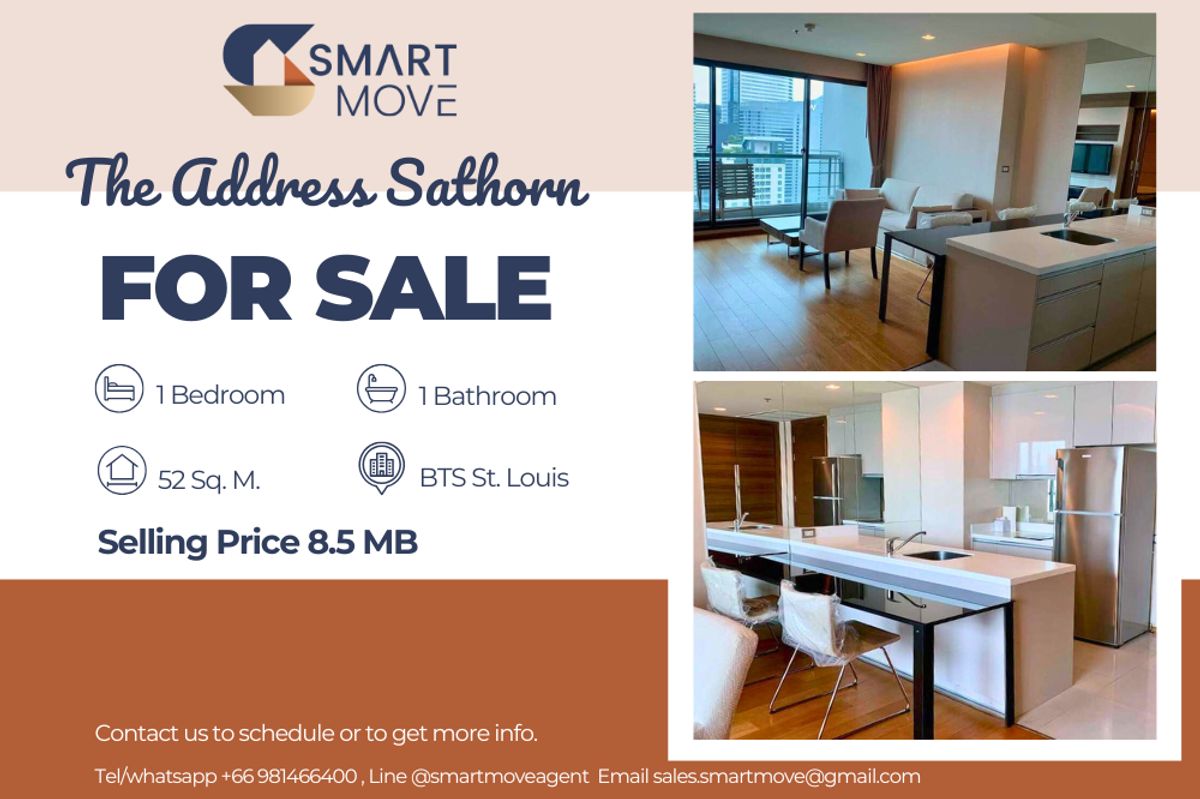 🔥 For Sale !!North Facing, high floor 29++, Metropolis view, prime area!!🔥 Code C20231201278..........The Address Sathorn, 1 bedroom, 1 bathroom, furnished, Special Deal!!📣📣
