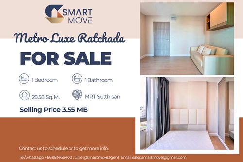 🔥 ขายพร้อมผู้เช่า !! ห้องอยู่ทิศใต้, วิวเมือง,🔥 Code C20250900024..........Metro Luxe Ratchada, 1 ห้องนอน, 1 ห้องน้ำ, แต่งครบ, ราคาพิเศษ!!📣📣