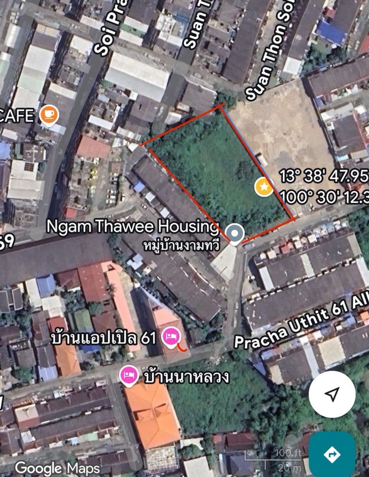 Land for sale 759 sq.w. Pracha Uthit 59, near the market near the university, suitable for creating apartments, detached houses Land for sale 759 sq.w. Pracha Uthit 59, near the market near the university, suitable for creating apartments, detached houses