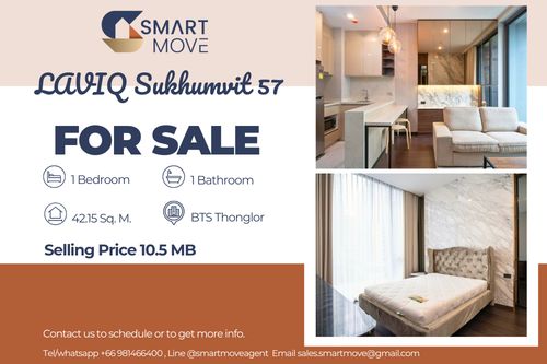 🔥 สำหรับขาย !! มีอ่างอาบน้ำ !! 🔥 Code C20250800054..........LAVIQ Sukhumvit 57, 1 ห้องนอน, 1 ห้องน้ำ, แต่งครบ, ราคาพิเศษ!!📣📣