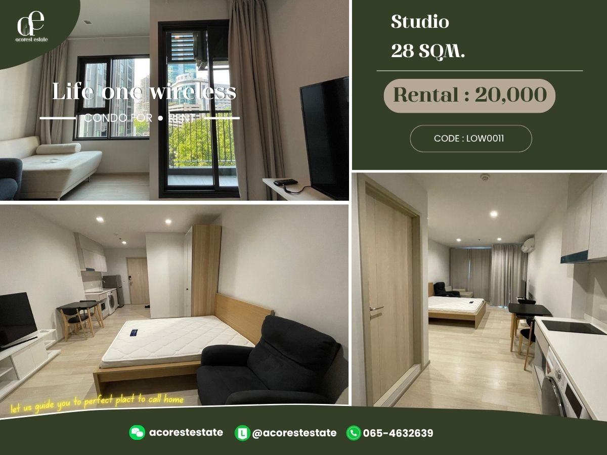 ✨🌷 For rent Life One Wireless ✨🌷 Studio | Size 28 Sqm. | Floor 9 | Line : @acoresteatate ✨🌷 For rent Life One Wireless ✨🌷 Studio | Size 28 Sqm. | Floor 9 | Line : @acoresteatate