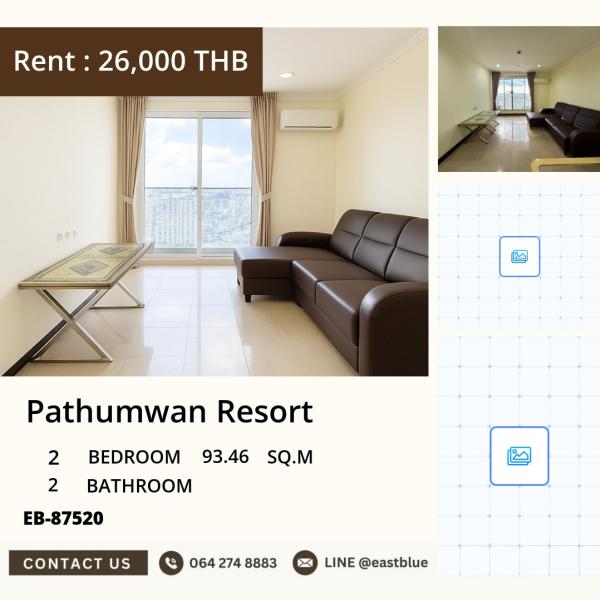 Rent a luxury 2-bedroom condo @Pathumwan Resort near BTS Phaya Thai
with fitness pool - Price 26,000 THB/month. Start a new life! 0642748883