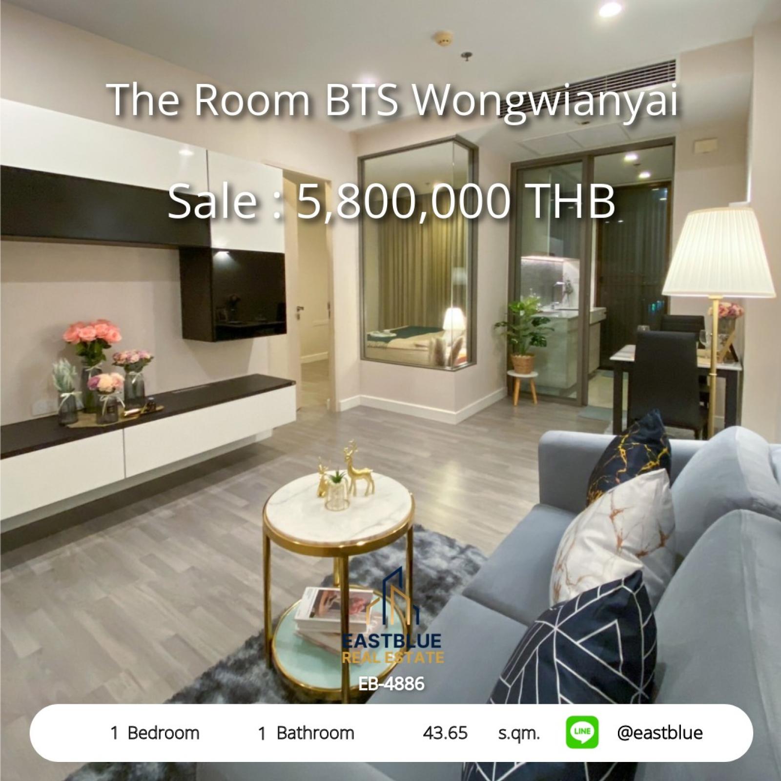 Book a luxury condo The Room BTS Wongwianyai
1 bedroom 43.65 sqm. Near BTS for only 5.8 million! 0642748883
